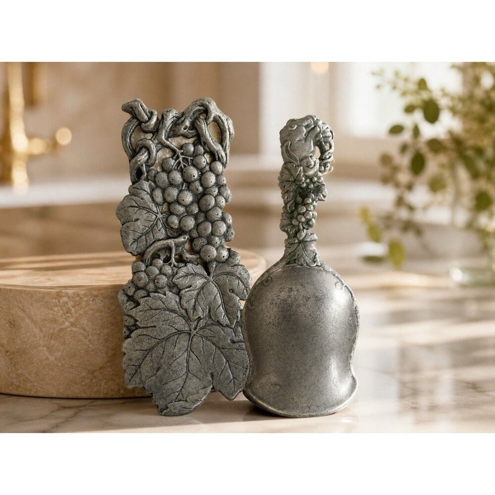 Arthur Court Grape Vine Silver Metal Candy Scoop & Rest Set - 2 Piece Original